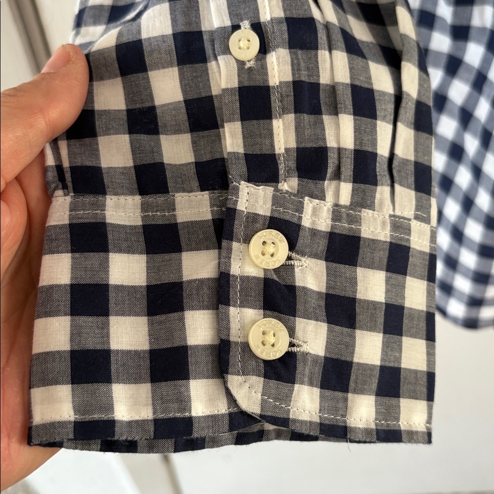 J Crew navy white gingham long sleeve button down cotton shirt Size XXL - Picture 5 of 9